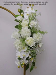 人造花 - 白玫瑰、蝴蝶兰、满天星、球花苋花环，适用于拱门、派对、婚礼装饰、情人节、生日礼物、毕业典礼等场合 - 白色 - 查看 9