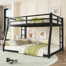 Metal Bunk Beds, Suitable For Teens And Adults, Space Saving/Noise Reduction/No Spring Required, Ladders On Both Sides, Sturdy, Black - 黑色+金屬+全XL - 查看 6