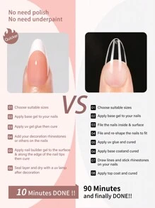 Nail Kingdom 120 piezas/caja Uñas postizas blancas francesas de almendra media, 15 tamaños diferentes. Puntas de uñas falsas profesionales previamente imprimadas con un recubrimiento superior 3 en 1 de gel suave para manualidades de manicura DIY