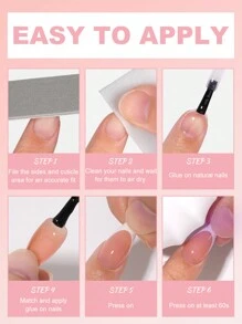 Nail Kingdom 120 piezas/caja Uñas postizas blancas francesas de almendra media, 15 tamaños diferentes. Puntas de uñas falsas profesionales previamente imprimadas con un recubrimiento superior 3 en 1 de gel suave para manualidades de manicura DIY