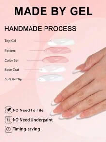 Nail Kingdom 120 piezas/caja Uñas postizas blancas francesas de almendra media, 15 tamaños diferentes. Puntas de uñas falsas profesionales previamente imprimadas con un recubrimiento superior 3 en 1 de gel suave para manualidades de manicura DIY