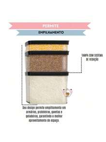 Conjunto Com 3 Potes Herméticos Cozinha 2,5 Litros  Kit Com 3 potes Hermeticos 2500ml Porta Mantimentos para grãos arroz ração Resistente