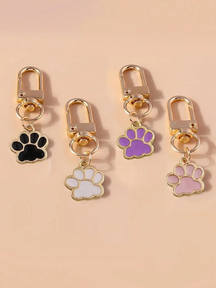 1pc Minimalist Stylish Cat Paw Keychain, Cute Funny Dog Footprint Alloy Pendant Accessory Decor, Suitable For Backpack, Wallet Car Accessories Bag Charm Bag Accessories Lanyards With Id Holder Car Accessories Bag Charms Christmas Gift Car Teacher Friend Sister Gift Ideas Gifts For Mother, Father, Graduation, And Teacher - Multicolor - View 1