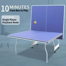 Professional Indoor Outdoor 9FT Ping Pong Table With Quick Clamp Ping Pong Net And Post Set- 10 Minute Easy Assembly Foldable Table Tennis Tables With Compact Storage