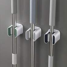1pc ABS Mop Organizer Holder, Strong Sticky Multifunctional Mop And Broom Storage Hooks - Wall Mounted Punch-Free Adhesive Holder With Easy Installation, Household Cleaning Tool Rack Organizer, Bathroom Kitchen Garden Toilet Multifunctional Tool Storage Clip, Cleaning Accessories, Household Gadgets,Bag,Organizer,Storage,Kitchen