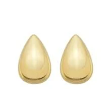 Large Smooth Drop Earring Domed Metal 18k Gold Plated - Vàng - Xem 4