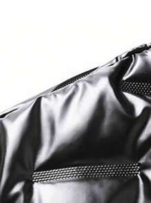 Men's Shiny Collar Padded Jacket, Warm Outerwear, Fall/Winter, Wind-Proof - Black - View 5