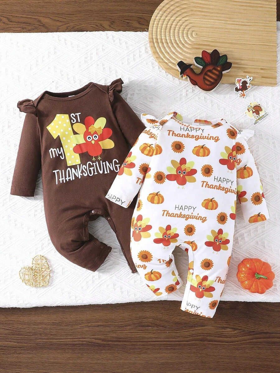 Bộ đồ liền thân in họa tiết chim và hoa cổ bèo cho bé gái mùa xuân thu 2 món/bộ - Nhiều màu - Xem 1