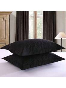 MarCielo 2 Pieces Embroidered Pillow Shams King Size - Màu Đỏ Sâu - Xem 9