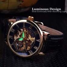 FORSINING Men Skeleton Mechanical Watch - Gold - View 3