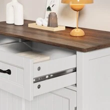 Asofer Kitchen Cabinet, Sideboard With 2 Drawers And 2 Doors, Storage Cabinet With Worktops, For Kitchen, Living Room, Hallway And Dining Room, Retro Color - 棕色 - 查看 4