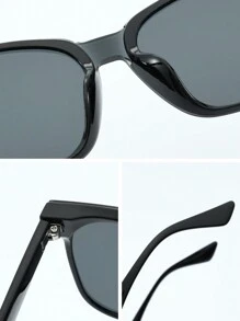 1pc Men Plastic Geometric Frame Tinted Lens Classical Fashion Glasses For Street Snap Musical Festival Accessories For Summer Beach Vacation,Outdoor,Travel