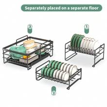 Dish Drying Rack, 3 Tier Large Capacity Drainer Rack With Removable Drip Tray, Stainless Steel Kitchen Dish Drainer With A Cutlery Holder - Black - View 5