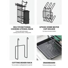 Dish Drying Rack, 3 Tier Large Capacity Drainer Rack With Removable Drip Tray, Stainless Steel Kitchen Dish Drainer With A Cutlery Holder - Black - View 4