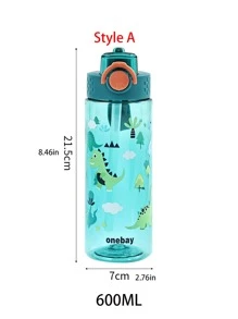 1 件可爱卡通塑料水杯带吸管，便携式带草饮水杯，适合夏季户外或学校使用，水瓶 - 多色 - 查看 5