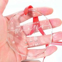 Custom Name - Our First Ornaments As Mr And Mrs - Personalized Custom Glass Keepsake, Ornaments Gift For Family Gift For Couple Gifts Birthday Graduation Home Decor Christmas Decorations Room Decor Christmas