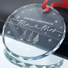 Custom Name - Our First Ornaments As Mr And Mrs - Personalized Custom Glass Keepsake, Ornaments Gift For Family Gift For Couple Gifts Birthday Graduation Home Decor Christmas Decorations Room Decor Christmas