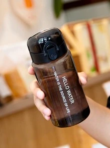 1pc 550ml/780ml Round Cap Cup, Simple Transparent Sports Cup, Portable Outdoor Sports Water Bottle With Carrying Rope, Travel Accessories, Gifts (Black) - Black - View 3