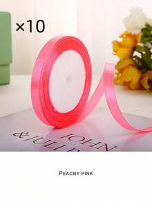 1pc (10 cuộn) Ruy băng trang trí rộng 1cm cho hoa, hộp đựng bánh, Giáng sinh, nơ, Ruy băng satin - Nhiều màu - Xem 15