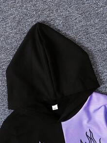 2pcs Girls Butterfly Print Hoodie Set, Casual Comfortable Color Block Sweatshirt Outfit