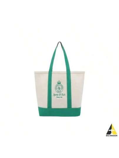 Sporty & Rich Crown Logo Tote Bag Natural Verde | SHEIN USA