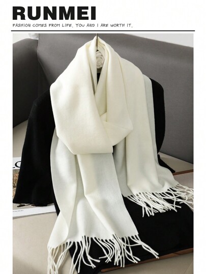 1pc Lady's Yellow Vivid Cashmere Solid-Colored Scarf With Tassels 30*180cm Soft Shawls For Spring Summer Autumn And Winter