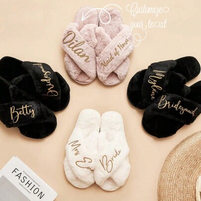 Customized Fluffy Slippers, Custom Wedding Slippers, Fluffy Bridesmaid Slippers, Personalized Wedding Slippers, Christmas Party Slippers, Bridal Suite Slippers, Couples Wedding Slippers, ,Colorful,Cute,Adorable,Funny,Kawaii,Y2K,Stylish,Unisex,Casual,Custom,Personalized,Unique,Customized,Ideal Gifts For Him,Ideal Gifts For Her,Her,Boyfriend,Girlfriend,Family,Friends,Customized Wedding Accessories,Vintage Outfit