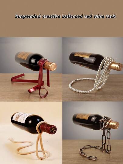 1 Piece Of Metal Ribbon, Rope Ornament, Creative Wine Rack, Home Gift, Wine Cabinet Decoration, Gift For Husband, Father, Brother(Place 750ML Regular Wine Bottle), Valentine's Day Gift, Party, Birthday Decoration, For Outdoor, Camping