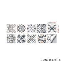 10 件/包即撕即贴 PVC 水晶马赛克瓷砖贴纸，防水防油装饰瓷砖贴花，适用于厨房、浴室、家居装修 DIY，有 10x10cm、15x15cm、20x20cm 尺寸可选 - 彩色 - 查看 19