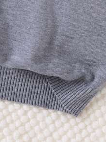 1 pieza Suéter de cuello alto de un solo color para niño preadolescente, suéter de tejido de punto gris jaspeado - Gris - Ver 6