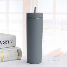 高品质双层塑料杯,哑光橡胶漆水瓶,可重复使用的直吸管杯,480ml/16oz 男女通用办公水瓶、玻璃杯、咖啡杯。适用于办公室、餐厅、户外、学校、生日、母亲节、节日礼物 - 多色 - 查看 14