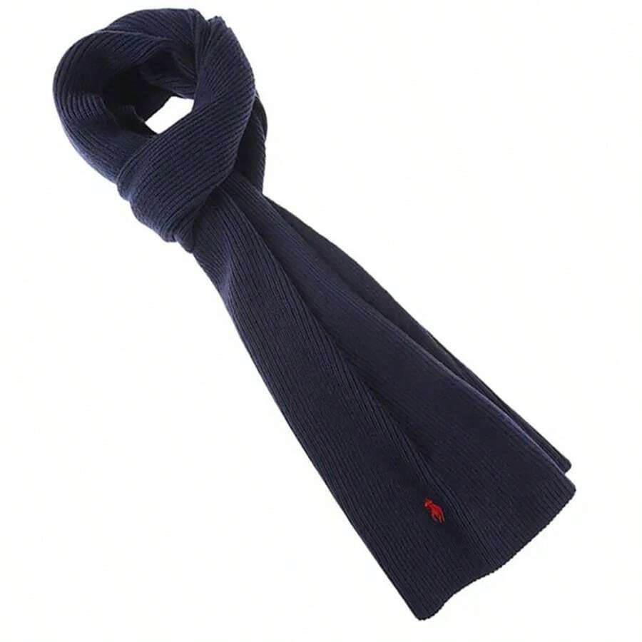 Polo Ralph Lauren Embroidered Pony Logo Ribbed Muffler Navy SHEIN USA