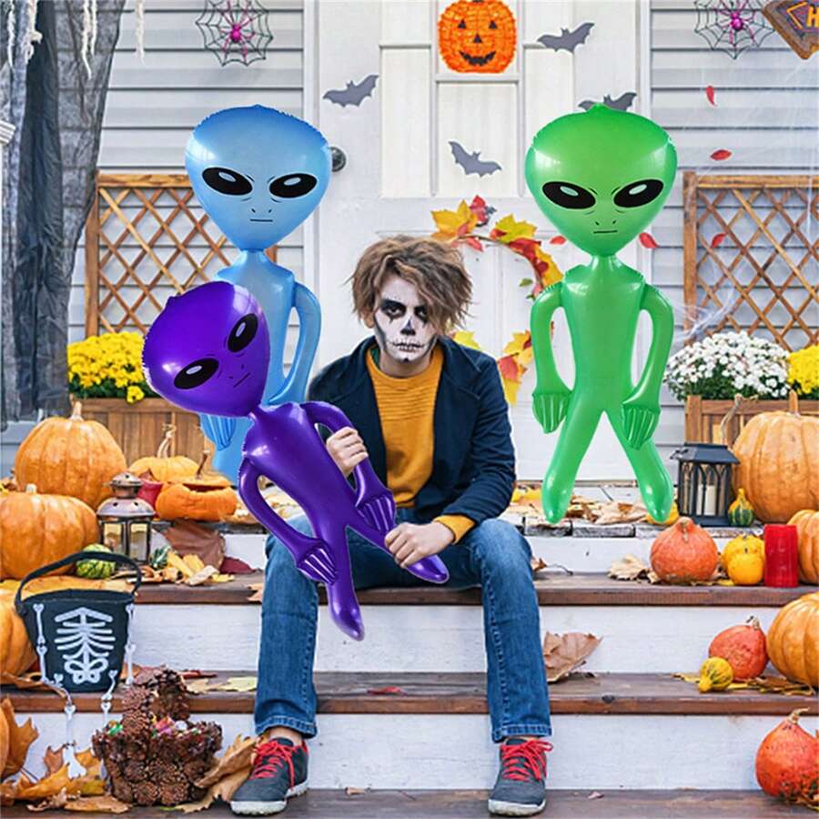 1pc PVC Inflatable Alien Toy, Halloween Party Decoration Prop - Multicolor - View 1