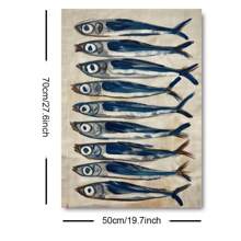 1pc Unframed Retro Sardine Food Kitchen Poster Vintage Still Life Fish Coastal Art Painting Canvas Print Modern Dining Room Restaurant Wall Picture For Dorm Apartment Living Room Home Decoration