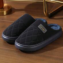 Autumn Winter Plush Slippers For Men, Large Size, Non-Slip, Durable, Warm, Comfortable, Versatile - Black - View 3