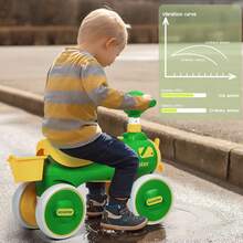 Baby Balance Bike For 12-36 Months, Toddler First Riding Toys, No Pedal 4 Wheels Baby Walker, Kids Balance Scooter With Cartoon Shape, Rotating Propeller, Light Music - 綠色 - 查看 3