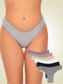 Kit Of 10 Cotton Thong Panties With Bias - 彩色 - 查看 4