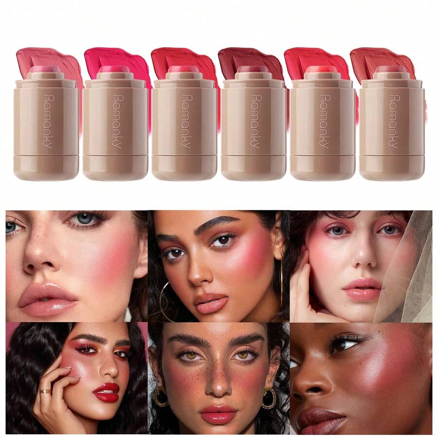 1 件装腮红混合棒红色粉色橙色面部唇部和眼部混合腮红膏多功能化妆圣诞节礼物（0.24 盎司）