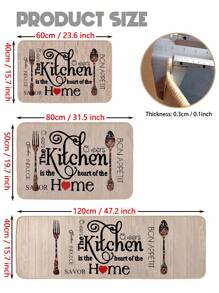 1pc Linen-Textured Kitchen Mat, Soft Diatomite Absorbent Doormat With Knife & Fork Pattern, Ultra-Thin Carpet For Kitchen, Dining Room