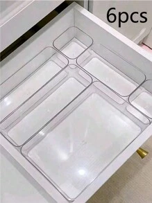 6 件抽屉/桌面化妆品收纳盒，透明梳妆台收纳盒，防掉落多隔层珠宝和小物件收纳，精致收纳盒房间装饰家居装饰秋季装饰卧室装饰