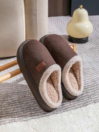 Simple & Fashionable Non-Slip Indoor Slippers For Men & Women, Warm For Fall & Winter