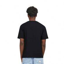 Cotton Streetwear T-Shirt Design Round Neck Stylish - 黑色 - 查看 4