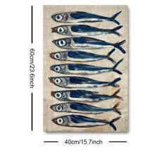 1pc Unframed Retro Sardine Food Kitchen Poster Vintage Still Life Fish Coastal Art Painting Canvas Print Modern Dining Room Restaurant Wall Picture For Dorm Apartment Living Room Home Decoration