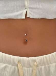 Esberry 1pc S925 Sterling Silver 8mm&10mm Navel Ring Round Belly Button Piercing Simple For Women Stylish And Sexy For Summer Beach Wear