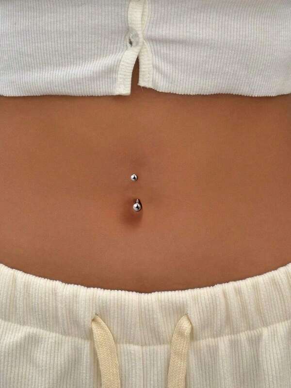 Esberry 1 Peça Piercing de Umbigo Redondo Simples de Prata Esterlina S925 de 8mm e 10mm para Mulheres, Estiloso e sexy para uso na praia no verão.