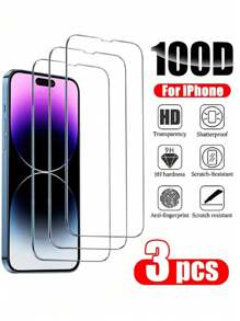 3pcs Tempered Glass Screen Protector, Compatible With IPhone 17 Pro Max, 16 Plus, 14 Pro, Also Compatible With 17, 16, 15, 14, 13, 12, 11 Pro Max, 12 Mini, 13 Mini. - Clear - View 1