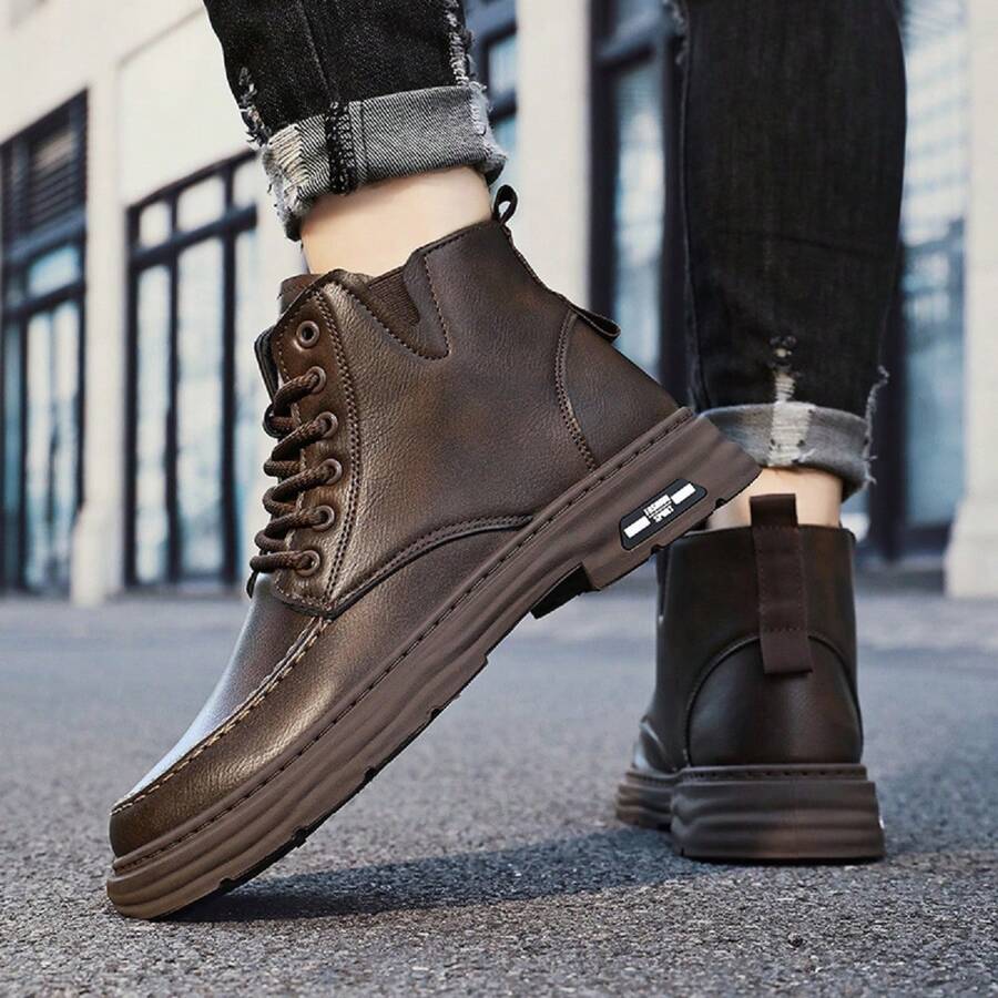 Men's Thick Sole AntiSlip Utility Boots, Desert Combat Boots, LaceUp