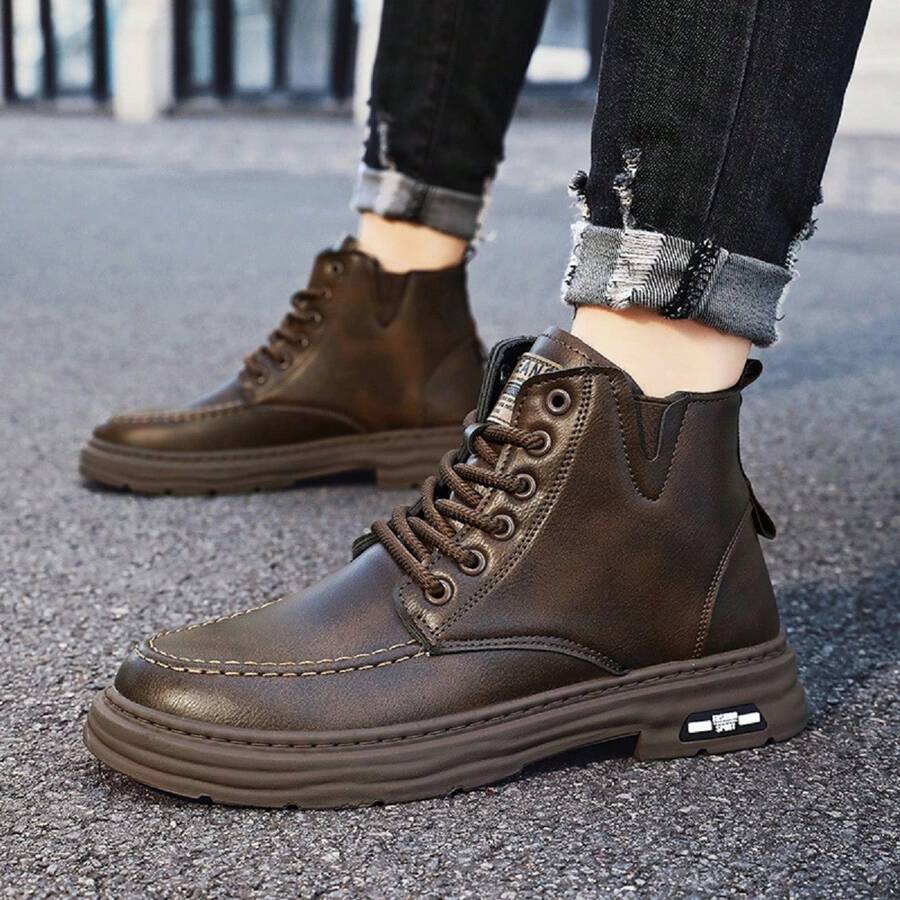 Men's Thick Sole AntiSlip Utility Boots, Desert Combat Boots, LaceUp