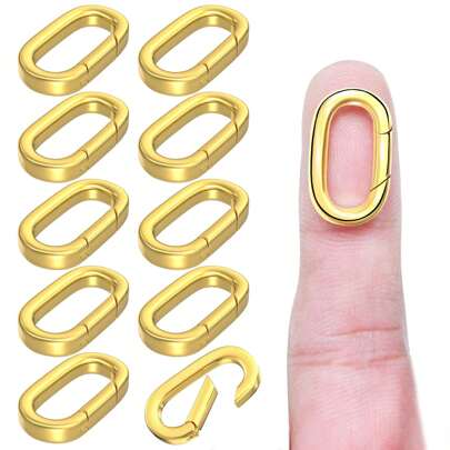 1 chiếc móc khóa hình bầu dục có khóa Carabiner, móc khóa và khóa vòng lò xo, móc khóa vòng cổ ngọc trai, đầu nối để tìm đồ trang sức, làm vòng cổ, vòng tay