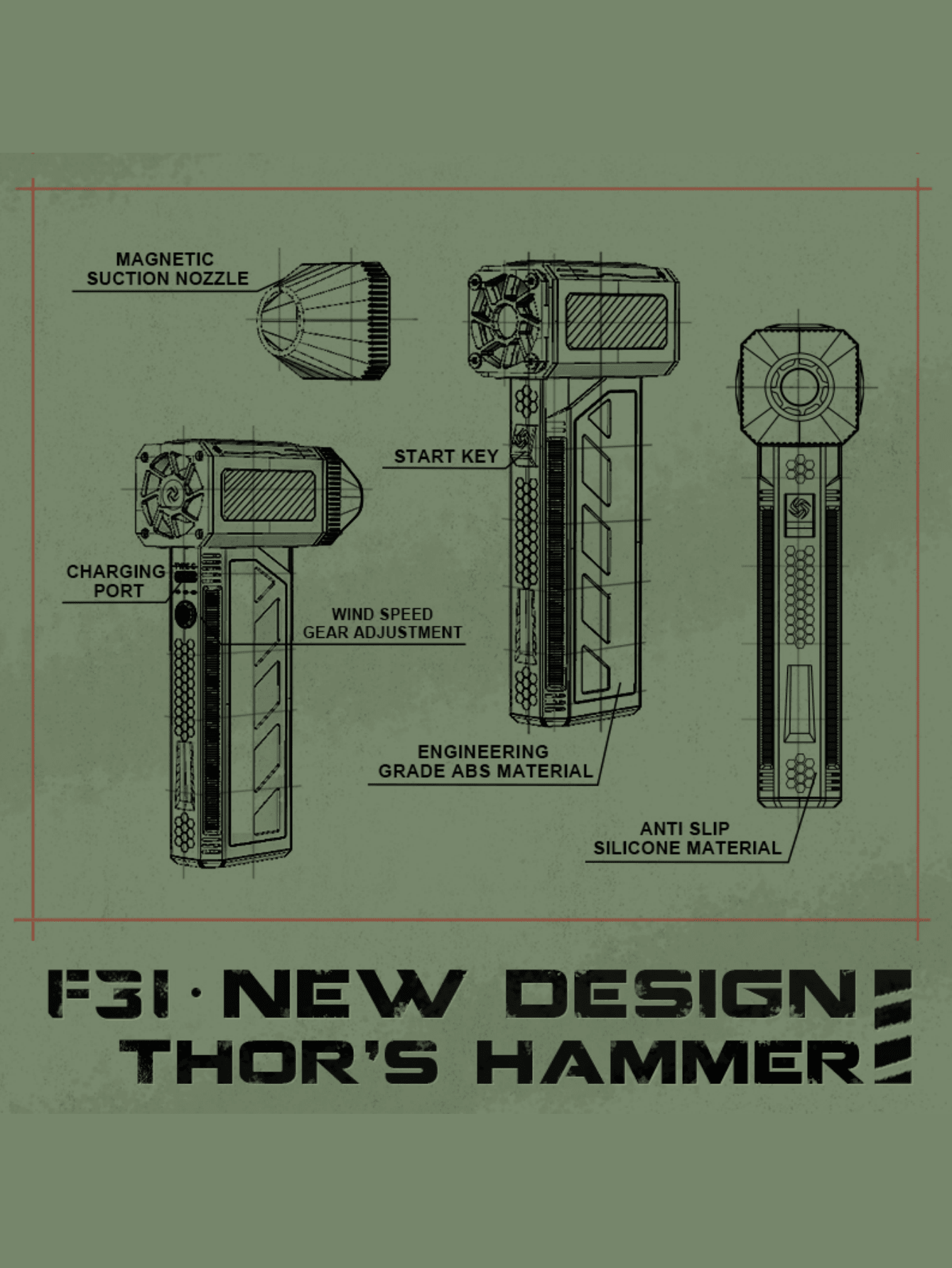 Compressed Air Duster 130000RPM Electric Air Duster, 3 Speeds Jet